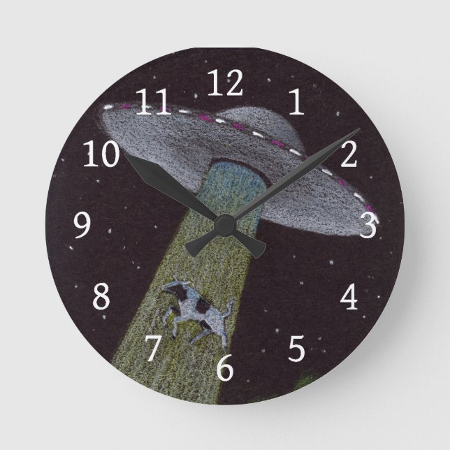 Alien Entführung Runde Wanduhr (Vorderseite)