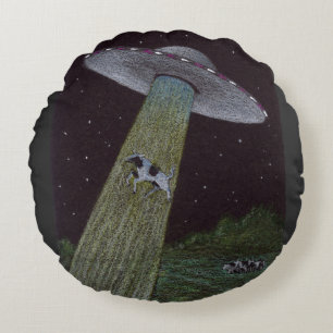 Alien Entführung Rundes Kissen