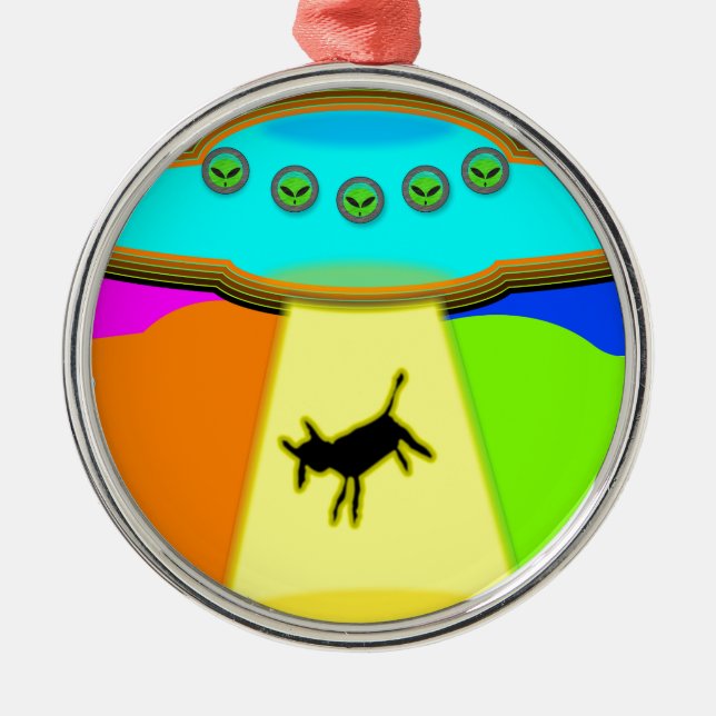 Alien Entführung Silbernes Ornament (Vorne)