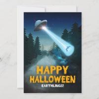 Alien Entführung und glückliche Halloween-Erdlinge