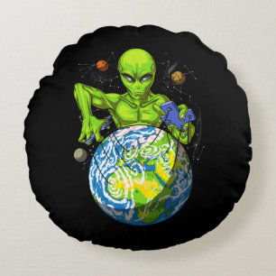 Alien Entführung Weltraumplanet UFO Verschwörung Rundes Kissen