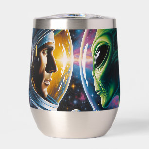 Alien et astronaute dans l'espace