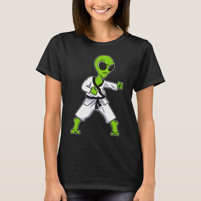 Alien Extraterestrial UFO Karate Taekwondo Kickbox T-Shirt (Vorderseite)