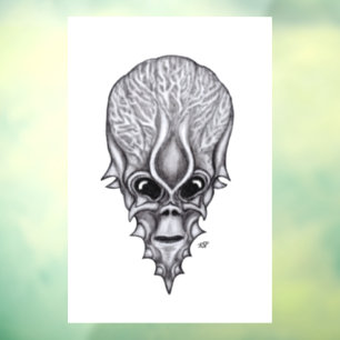Alien Face, Afrikanische Schädelfaust Wiederaufbau Fensteraufkleber