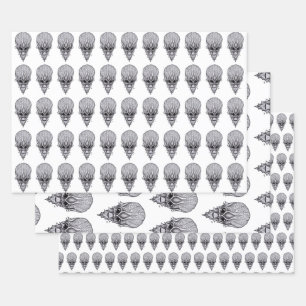 Alien Face, Afrikanische Schädelfaust Wiederaufbau Geschenkpapier Set