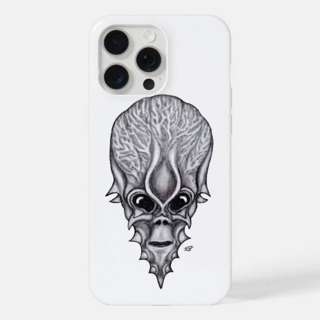 Alien Face, Afrikanische Schädelfaust Wiederaufbau iPhone 15 Pro Max Hülle (Rückseite)