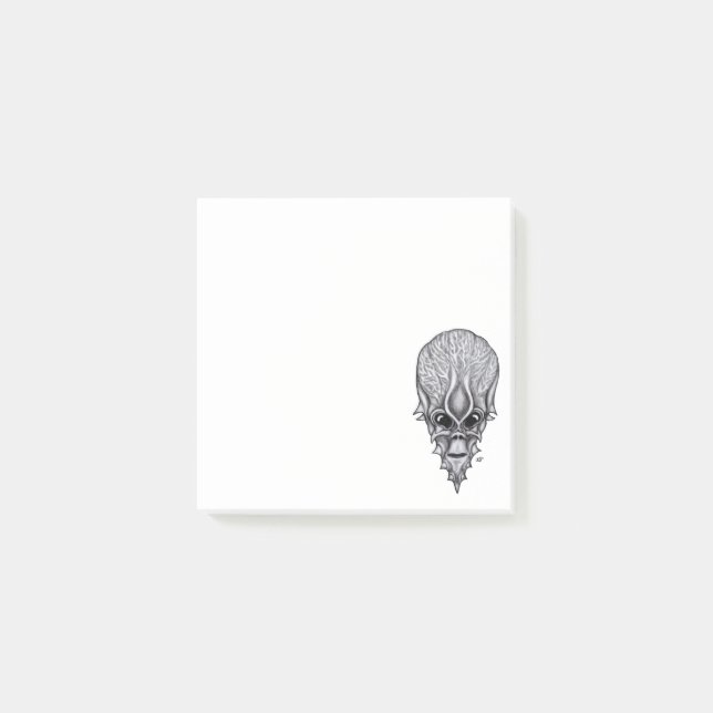 Alien Face, Afrikanische Schädelfaust Wiederaufbau Post-it Klebezettel (Vorderseite)