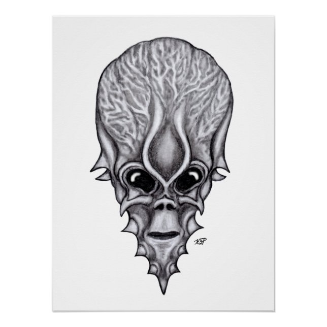 Alien Face, Afrikanische Schädelfaust Wiederaufbau Poster (Vorderseite)