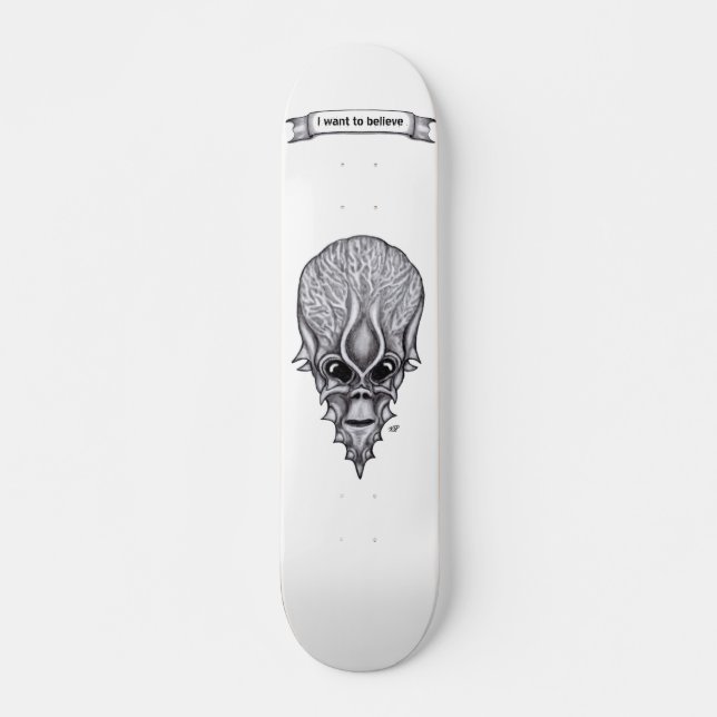 Alien Face, Afrikanische Schädelfaust Wiederaufbau Skateboard (Vorne)