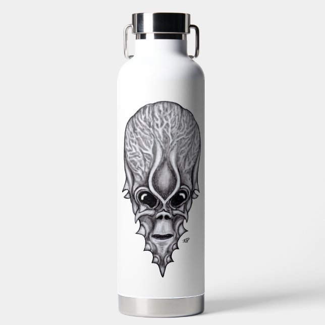 Alien Face, Afrikanische Schädelfaust Wiederaufbau Trinkflasche (Vorderseite)
