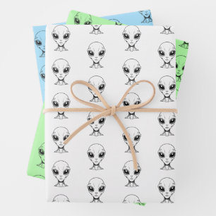 Alien Face Geschenkpapier Set