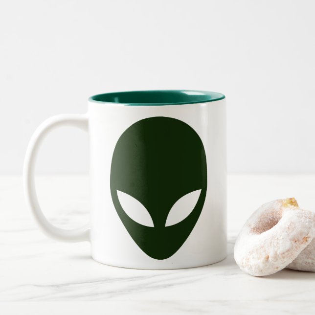 Alien Face Zweifarbige Tasse (Mit Donut)