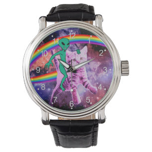 Alien fährt Katze Armbanduhr