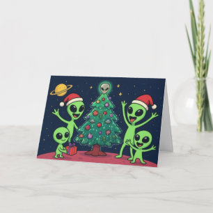 Alien-Familien-Weihnachten Karte