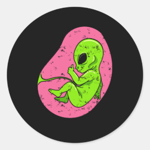 Alien Fetus Embryo Baby Schwangerschaft Ufo Hallow Runder Aufkleber