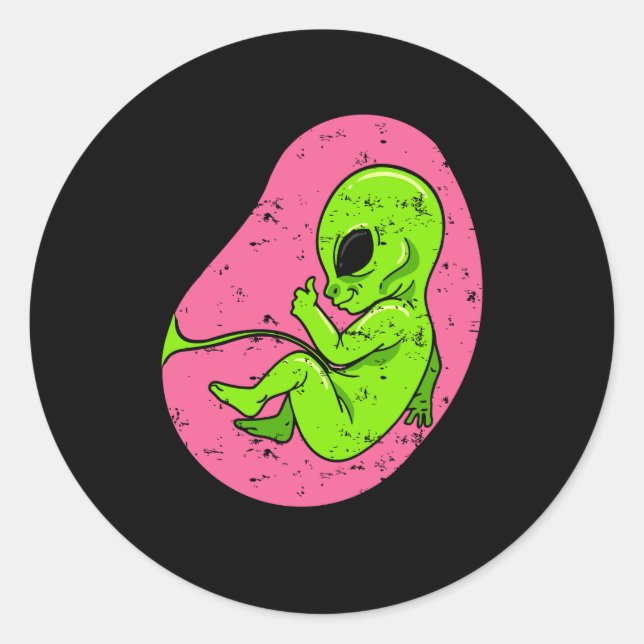 Alien Fetus Embryo Baby Schwangerschaft Ufo Hallow Runder Aufkleber (Vorderseite)