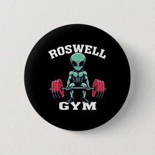 Alien Fitnessstudio Lustiges UFO Roswell Bodybuild Button