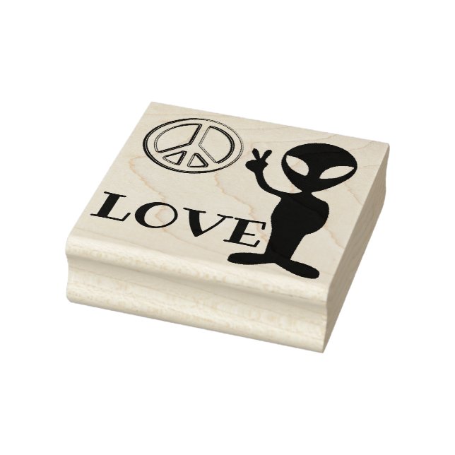Alien - Friedenszeichen - Liebe Gummistempel (Stempel)