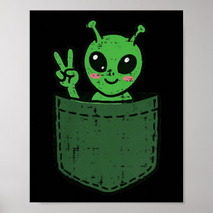 Alien-Friedenszeichen Poc Cute Space Ufo Sci-Fi Mä Poster