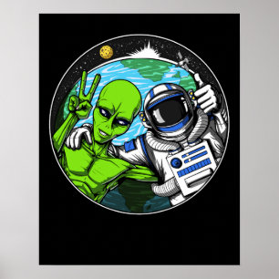 Alien-Friedenszeichen-Raum-Astronaut Poster