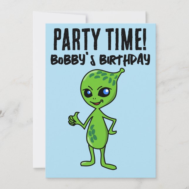 ALIEN FUNNY INVITATIONS DU PARTI ANNIVERSAIRE DE E (Devant)