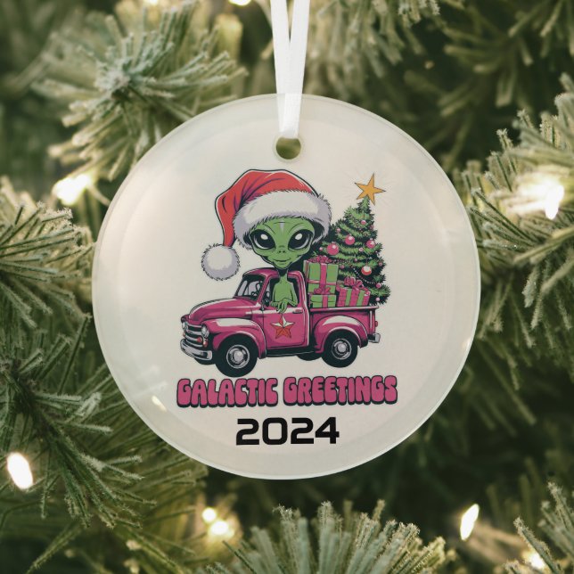 Alien Galactic Greetings Ornament Aus Glas (InSitu)