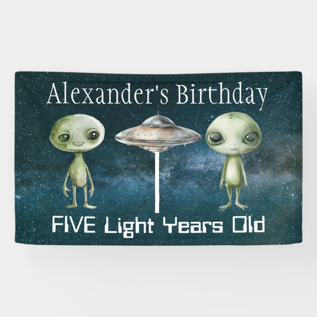 Alien-Geburtstagsfeier Banner (Horizontal)