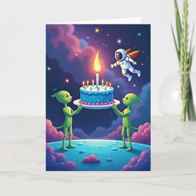 Alien Geburtstagsgrußkarte Karte (Vorderseite)