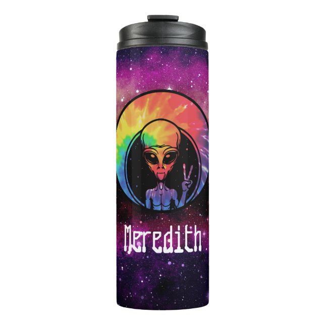 Alien Gefärbte Krawatte Raum Custom Thermal Tumble Thermosbecher (Vorderseite)