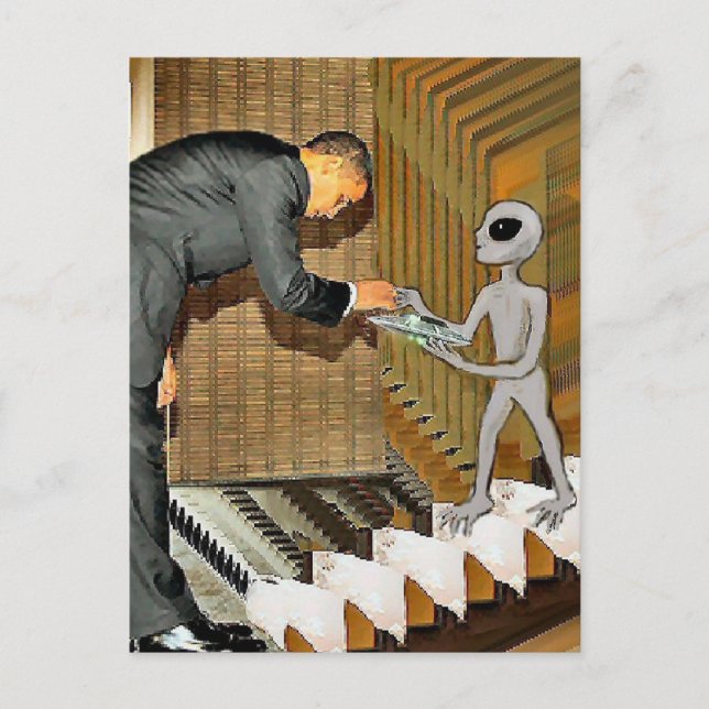 Alien Gift für Obama Postkarte (Vorderseite)