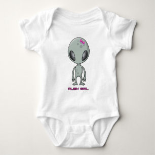 Alien Girl Gray und Pink Baby Strampler