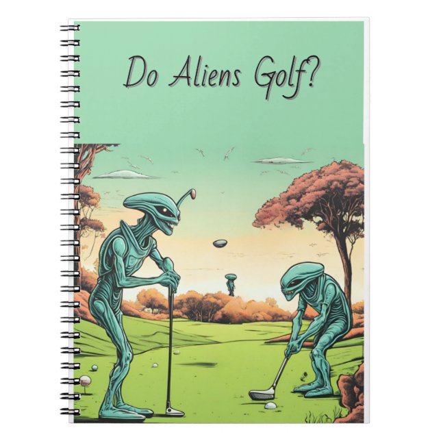 Alien Golfers - Notebook mit bearbeitetem Text Notizblock (Vorderseite)