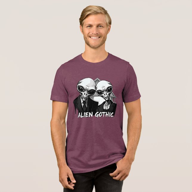 Alien Gothic über Retro Fusion Tri-Blend Shirt (Vorderseite voll)