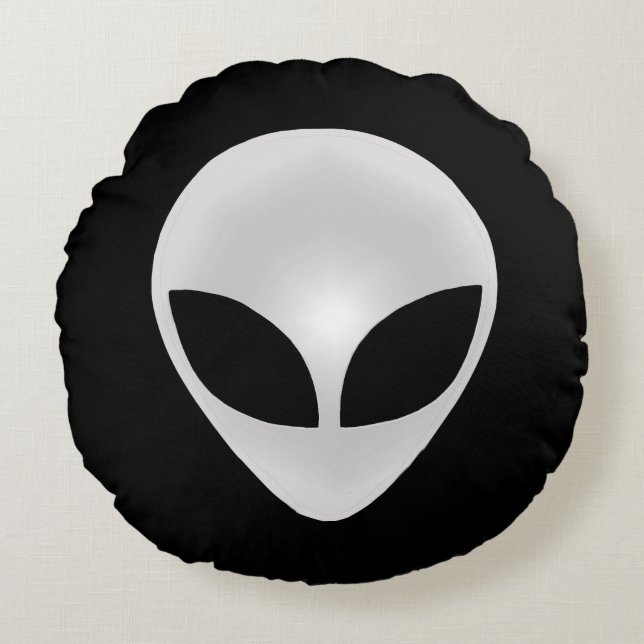 Alien Graukopf Rundes Kissen (Vorderseite)