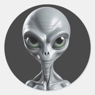 Alien Gray Runder Aufkleber