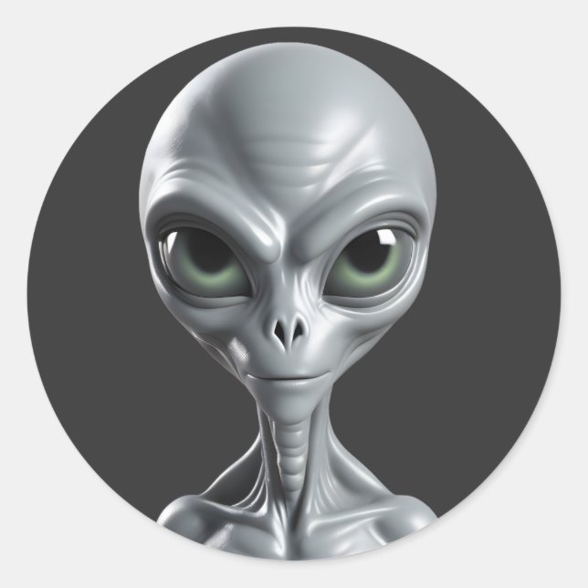 Alien Gray Runder Aufkleber (Vorderseite)