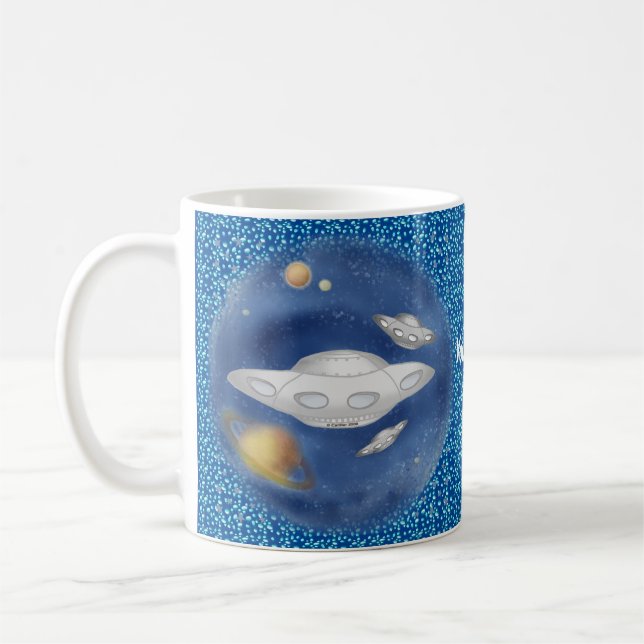 Alien Gray Spaceship Kaffeetasse (Links)