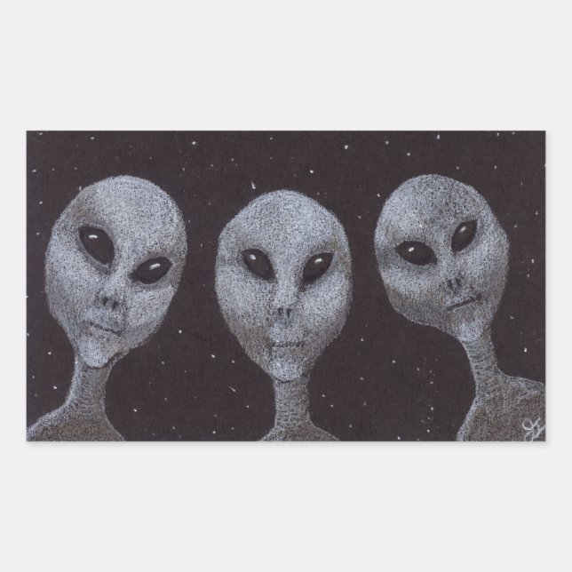 Alien Grays Rechteckiger Aufkleber (Vorderseite)
