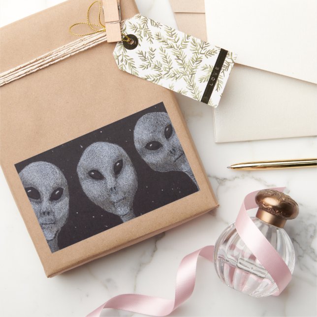 Alien Grays Rechteckiger Aufkleber (Schenken)
