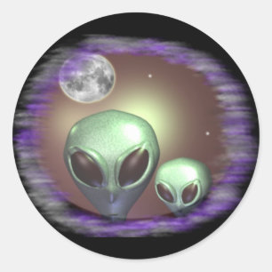 Alien Grays Runder Aufkleber