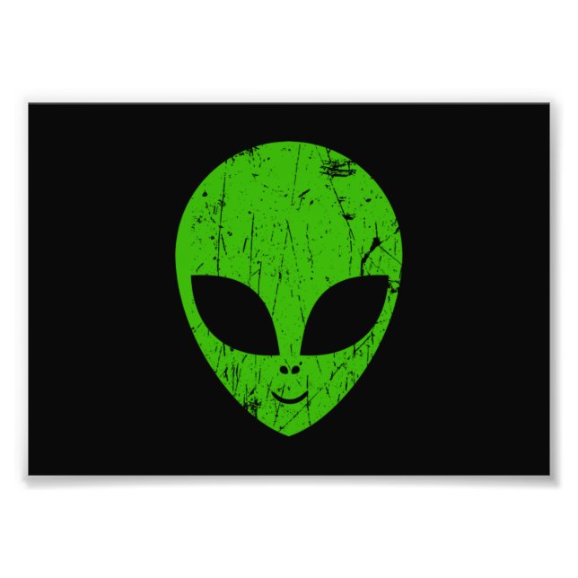 Alien Green Head ufo Science Fiction Extraterrestl Fotodruck (Vorne)