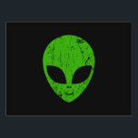 Alien Green Head ufo Science Fiction Extraterrestl Gartenschild<br><div class="desc">Alien grüner Kopf ufo Science Fiction extrarestrisches Grunge Lächeln Gesicht</div>