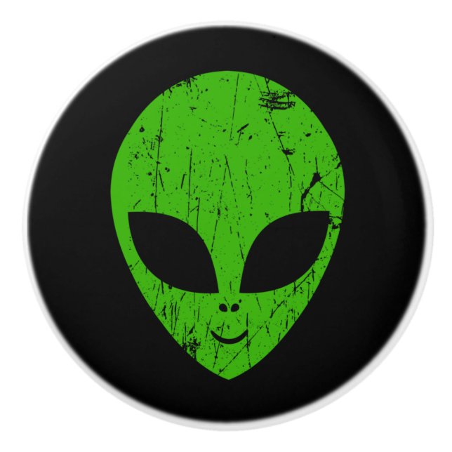 Alien Green Head ufo Science Fiction Extraterrestl Keramikknauf (Vorderseite)