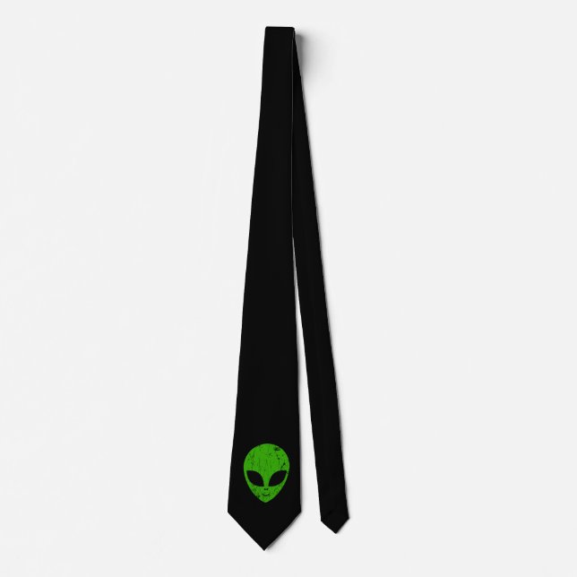 Alien Green Head ufo Science Fiction Extraterrestl Krawatte (Vorderseite)