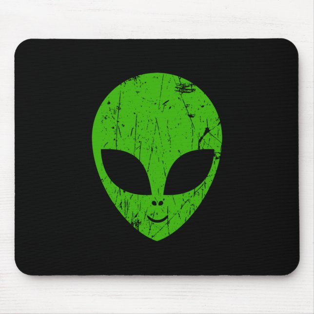Alien Green Head ufo Science Fiction Extraterrestl Mousepad (Vorne)