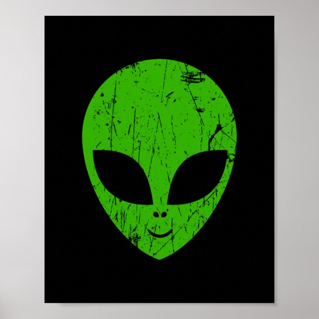 Alien Green Head ufo Science Fiction Extraterrestl Poster (Vorne)