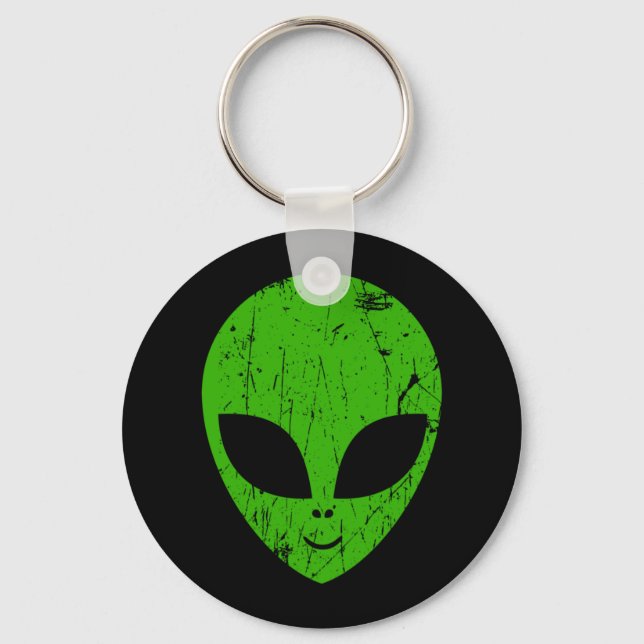 Alien Green Head ufo Science Fiction Extraterrestl Schlüsselanhänger (Vorderseite)