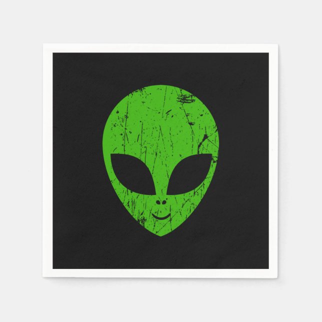 Alien Green Head ufo Science Fiction Extraterrestl Serviette (Vorderseite)