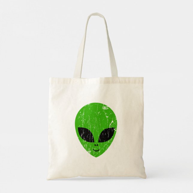 Alien Green Head ufo Science Fiction Extraterrestl Tragetasche (Rückseite)