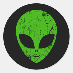 Alien Green Head Ufo Science Fiction Runder Aufkleber